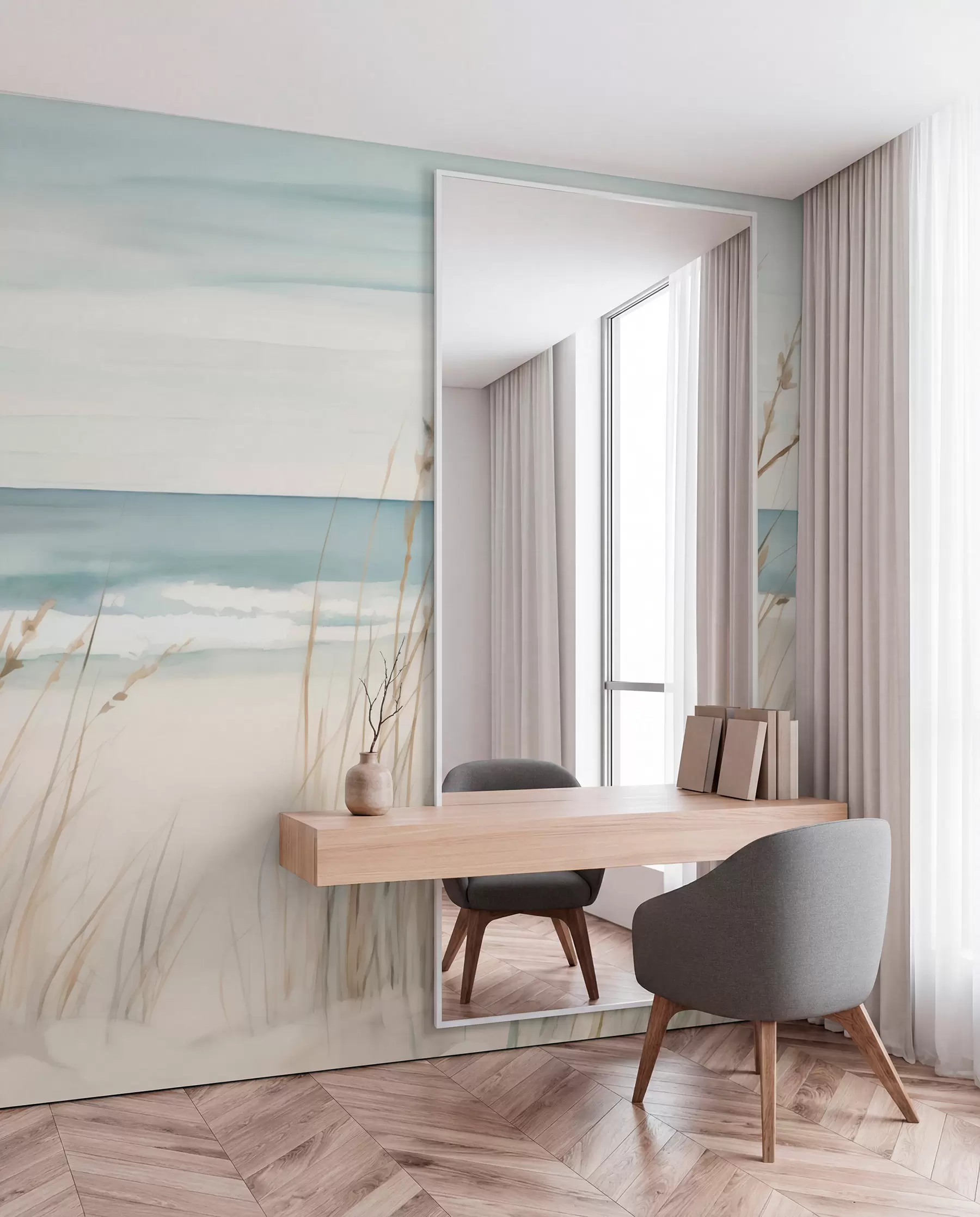 Papier peint Herbes tendres au bord de la mer w04737