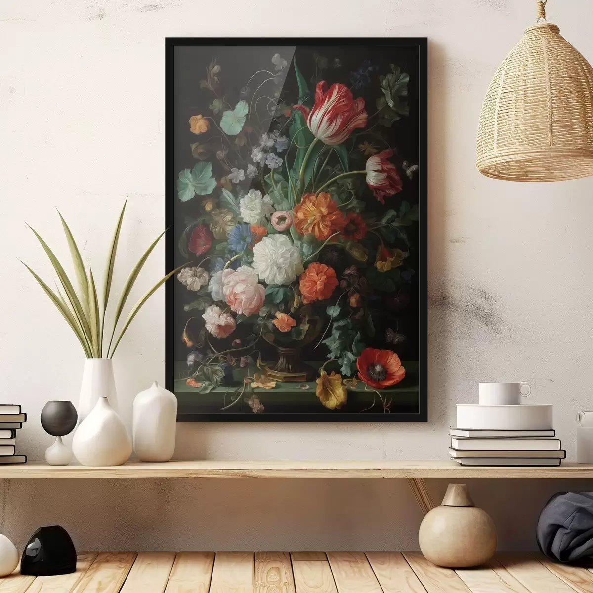 Poster Composition florale dans le style des natures mortes anciennes f46145
