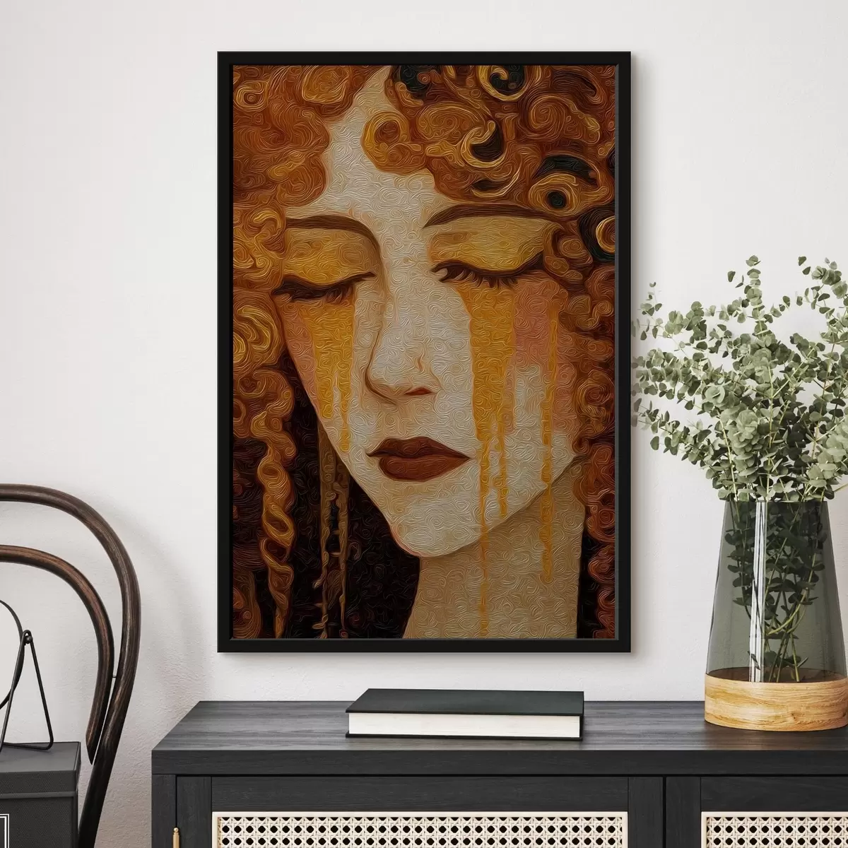 Poster Portrait de femme aux cheveux roux et au maquillage décoratif f46149
