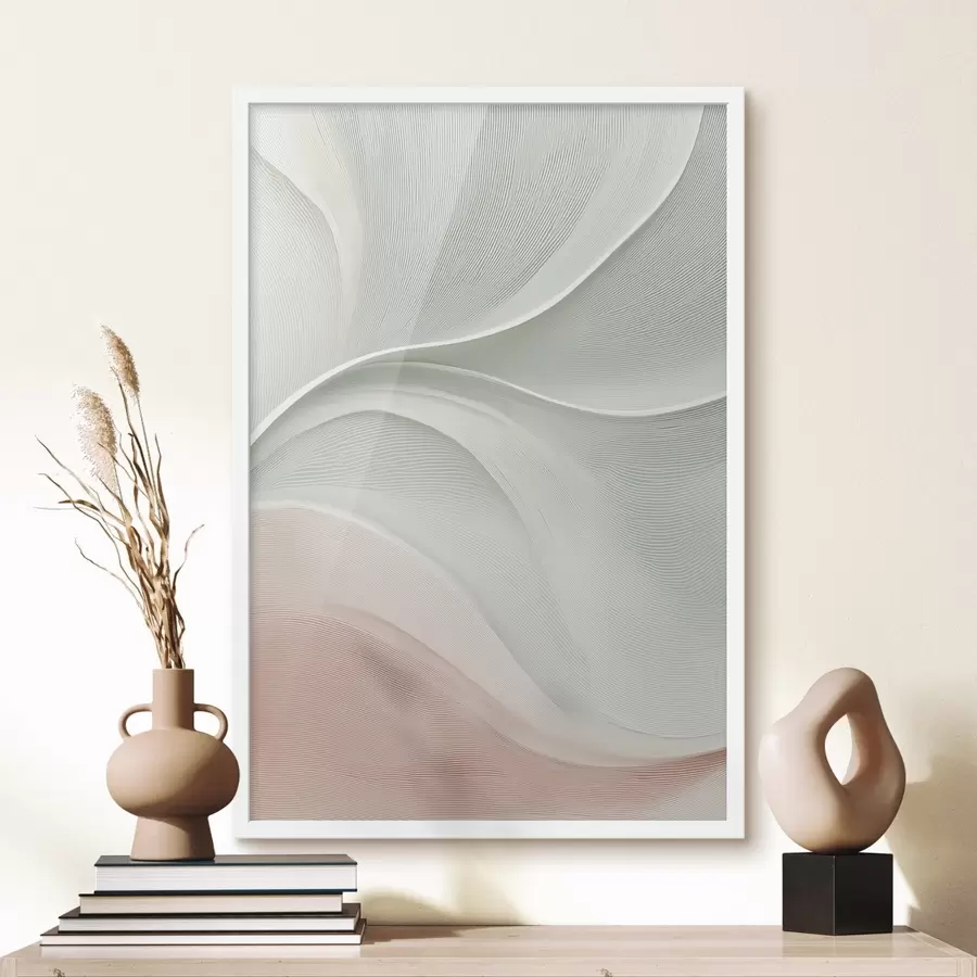Papier peint Vagues abstraites dans des tons chauds rose-beige f46152