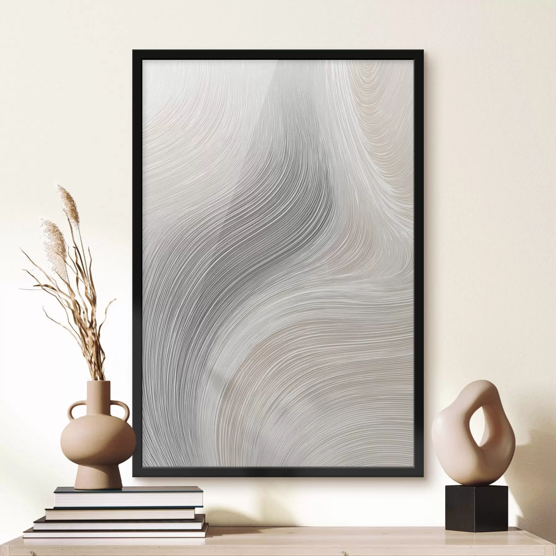 Papier peint Lignes abstraites et fluides dans des tons neutres f46154