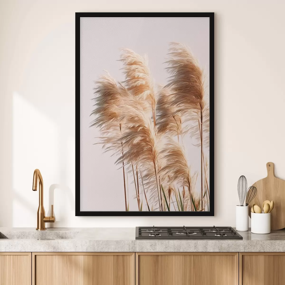 Poster Herbes décoratives duveteuses sur fond clair f46157