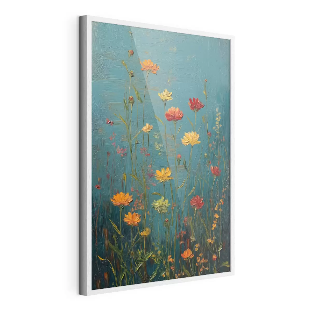 Poster Fleurs sauvages sur fond turquoise foncé f46169