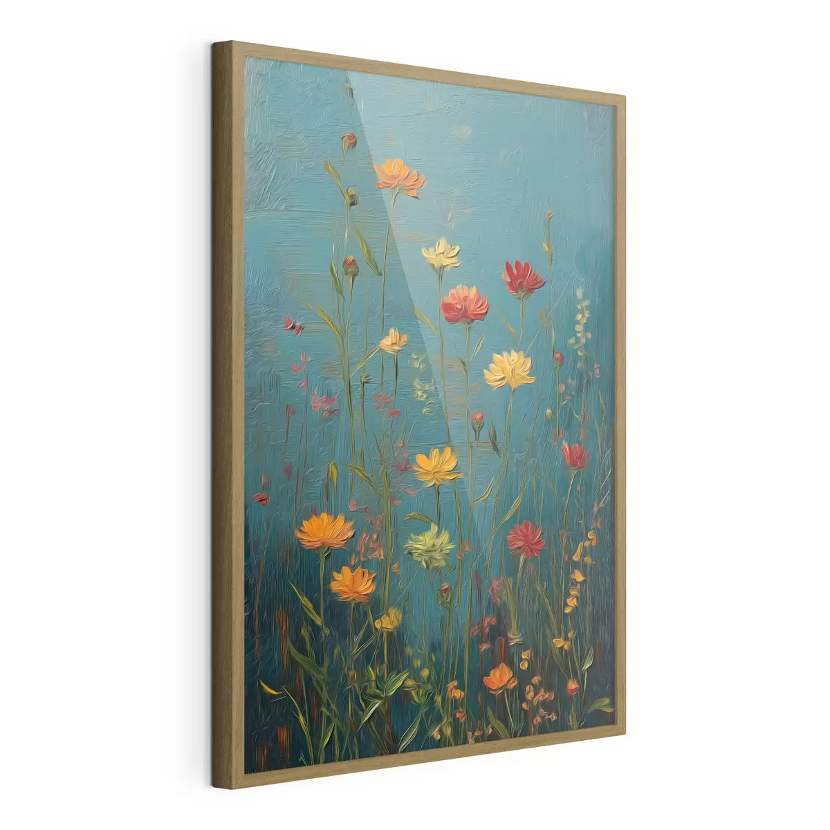 Poster Fleurs sauvages sur fond turquoise foncé f46169