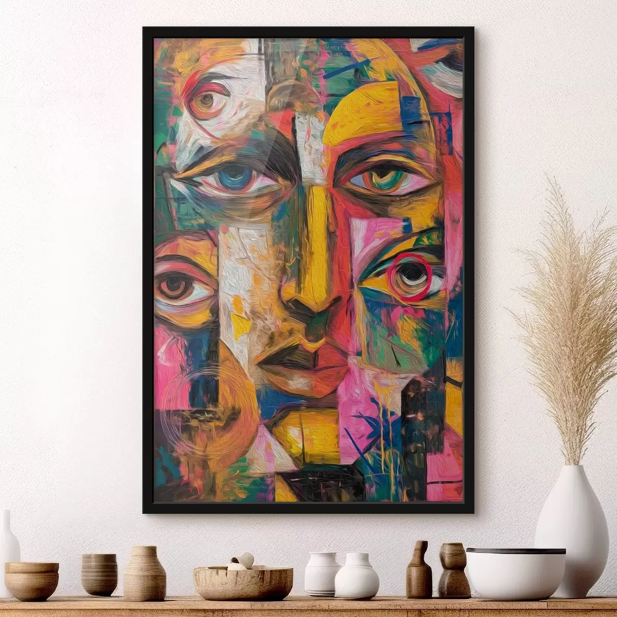 Poster Visage abstrait avec des formes géométriques lumineuses f46175