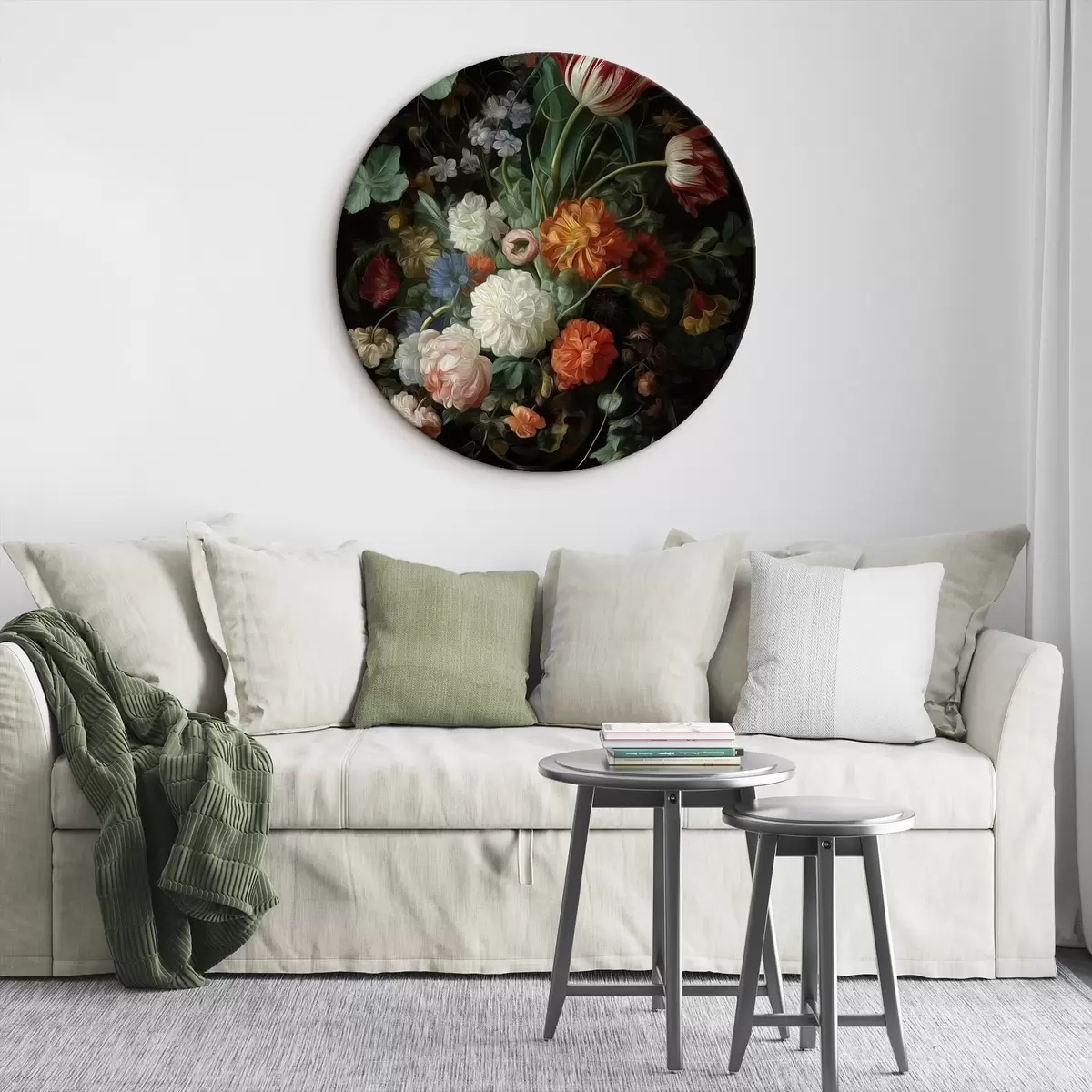Tableaux rondes Composition florale dans le style des natures mortes anciennes r46145