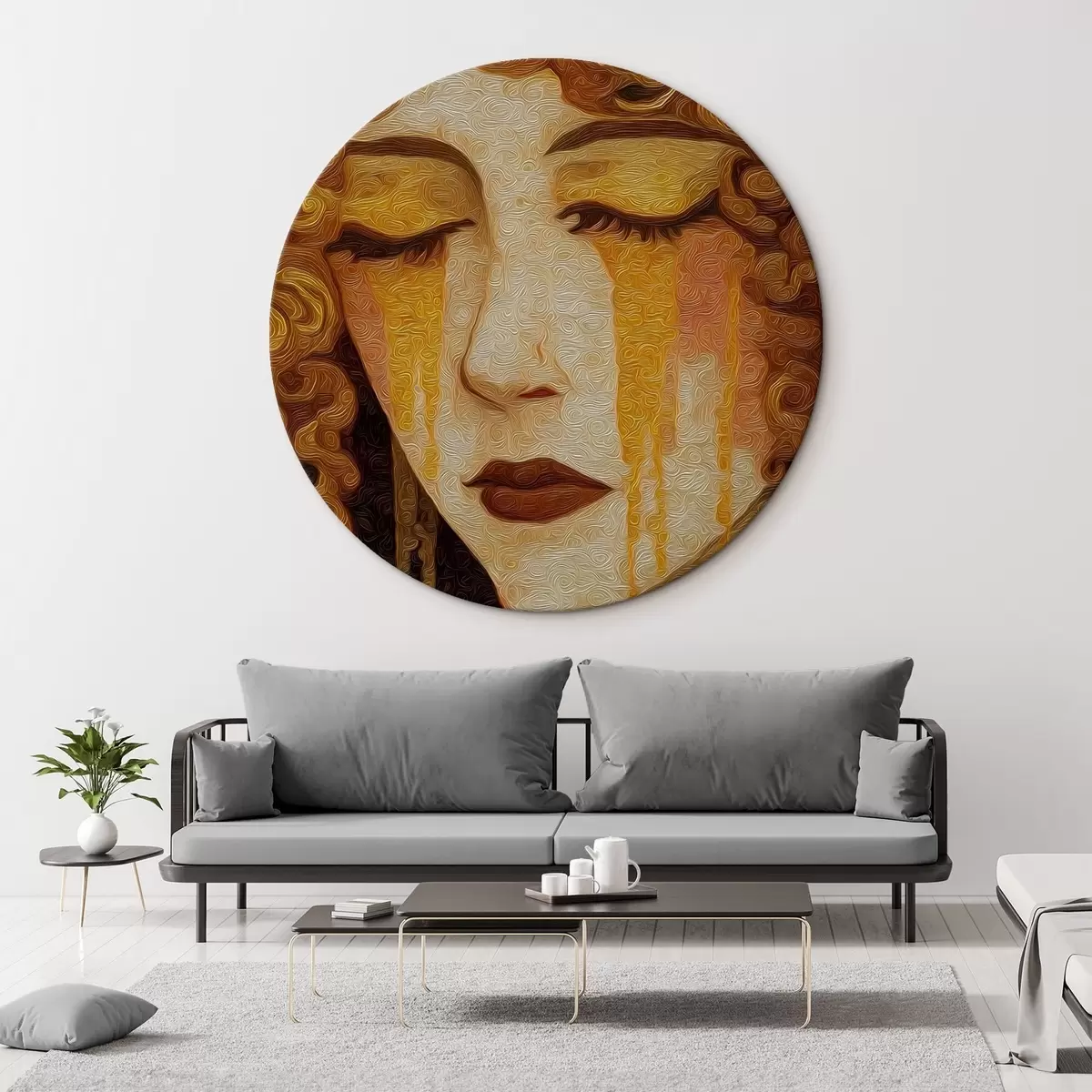Tableaux rondes Portrait de femme aux cheveux roux et au maquillage décoratif r46149