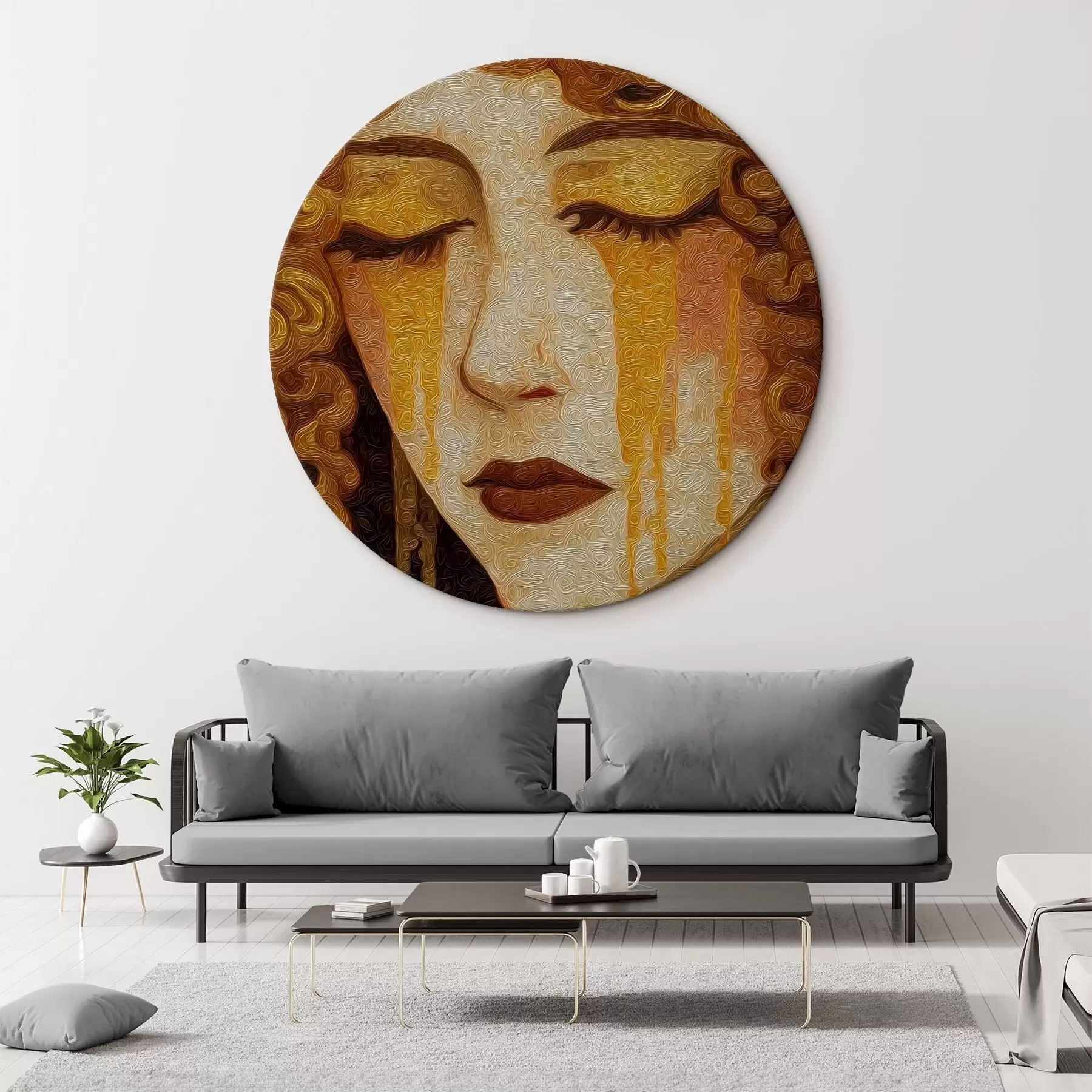 Tableau Portrait de femme aux cheveux roux et au maquillage décoratif r46149