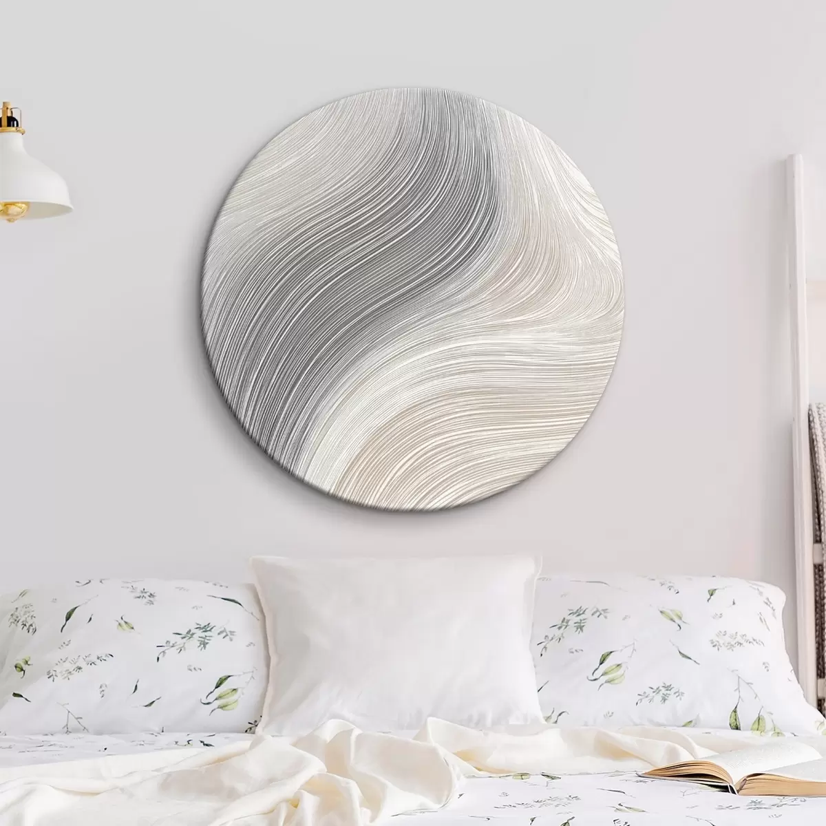 Tableaux rondes Lignes abstraites et fluides dans des tons neutres r46154