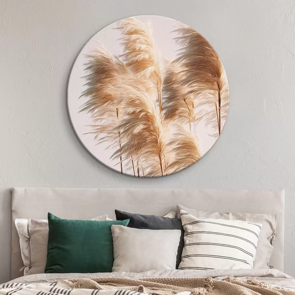 Tableaux rondes Herbes décoratives duveteuses sur fond clair r46157