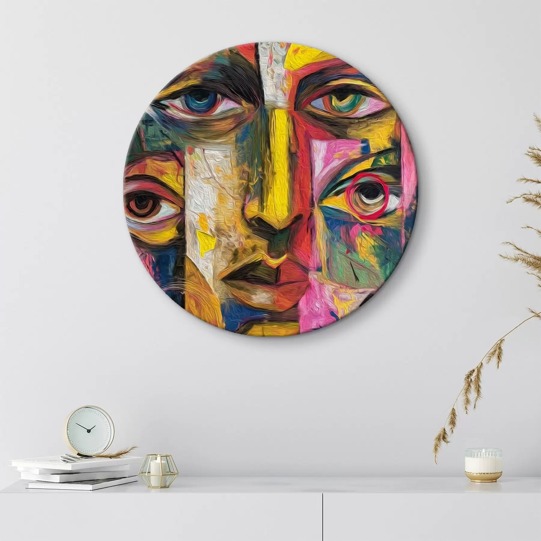 Tableau Visage abstrait avec des formes géométriques lumineuses r46175