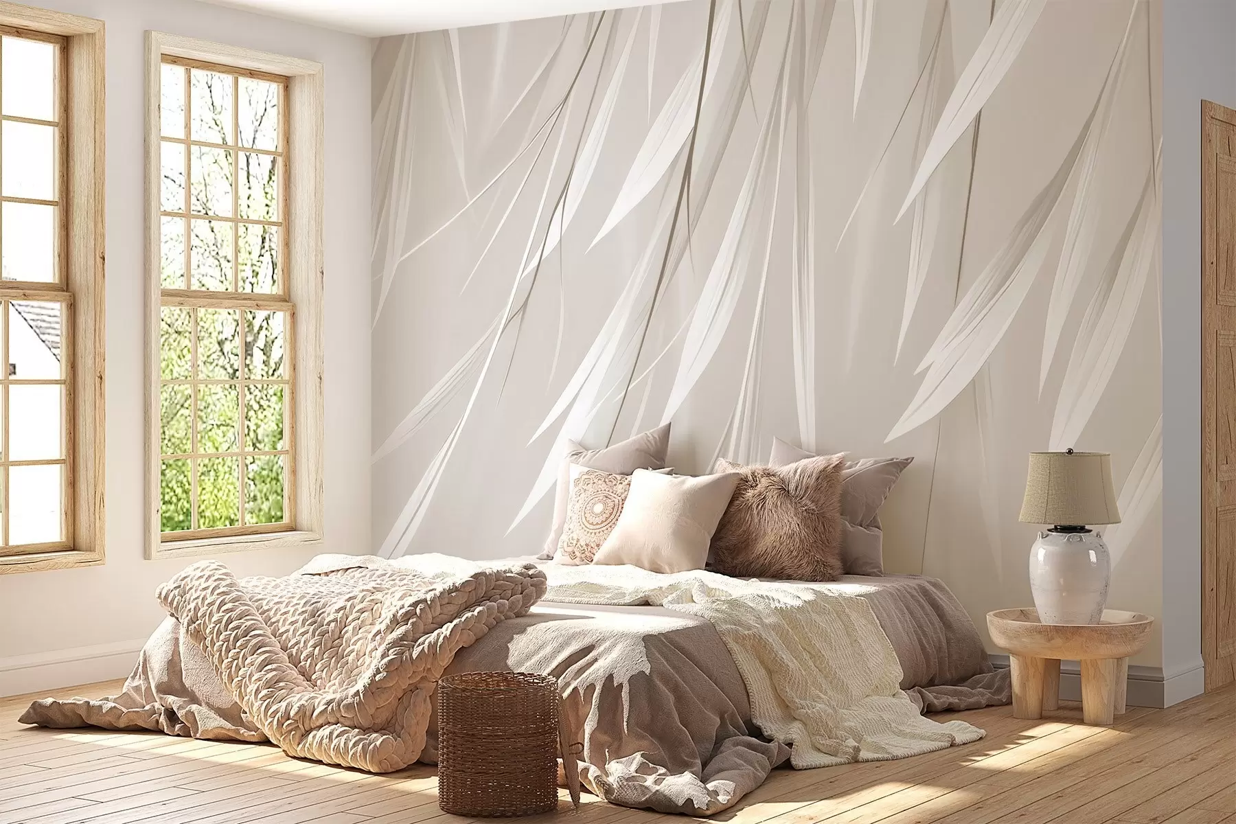 Papier peint Feuilles fines suspendues w04703