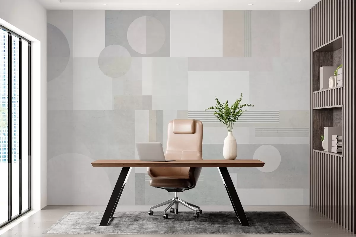 Papier peint géométrie abstraite dans les tons gris et beige w04635