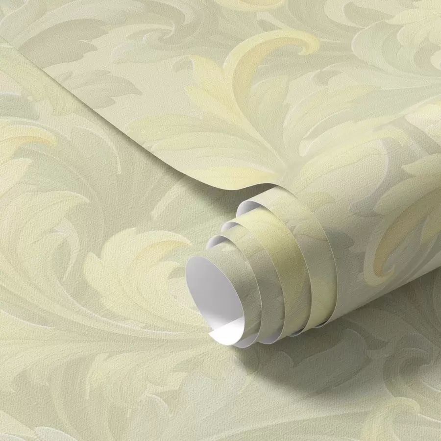 Papier peint Volutes baroques en acanthe dans des tons doux a00714