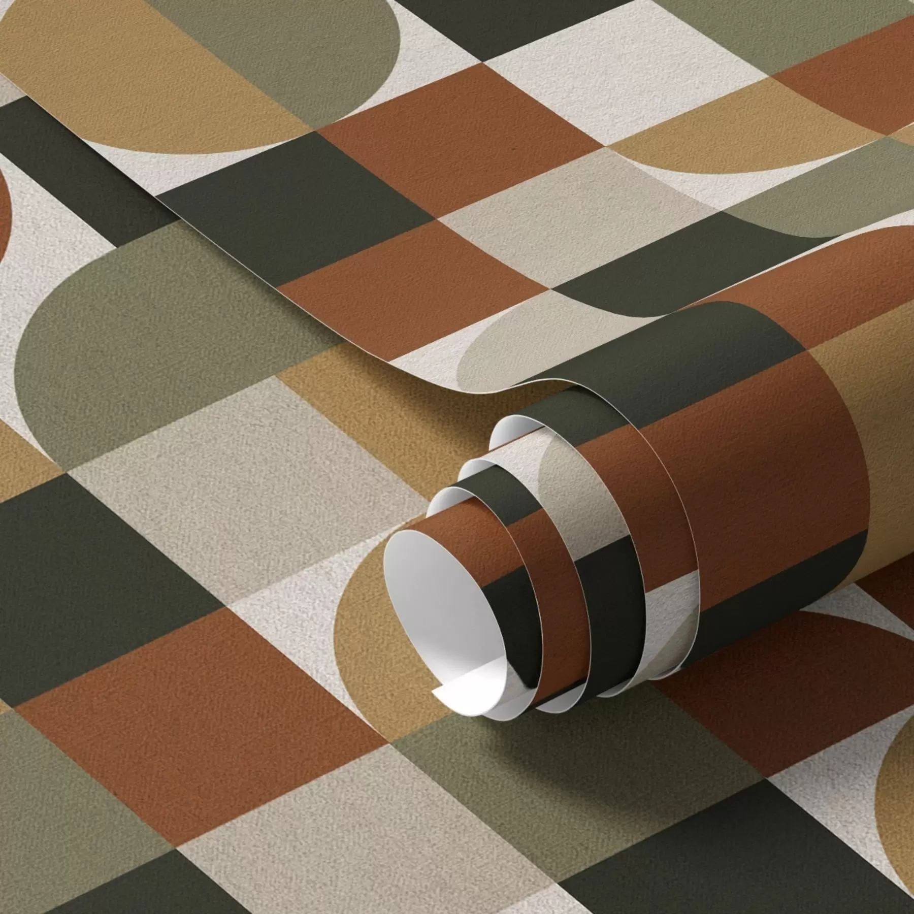 Papier peint Géométrie modulaire dans des tons chauds et terreux a00770