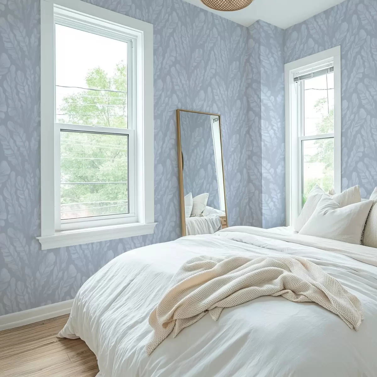 Papier peint Grandes plumes dans des tons bleu-gris clair a00839v1