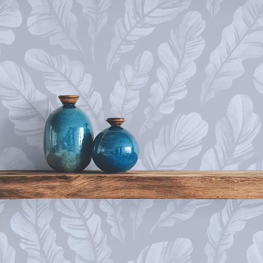 Papier peint Grandes plumes dans des tons bleu-gris clair a00839v1