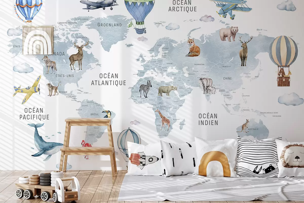 Papier peint Atlas bleu en français c00001frv1