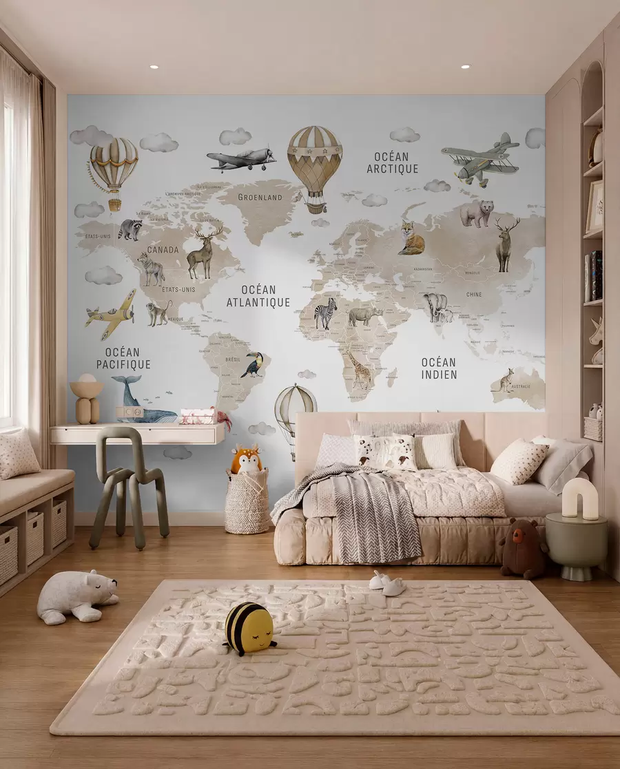 Papier peint Atlas beige en français c00001frv2