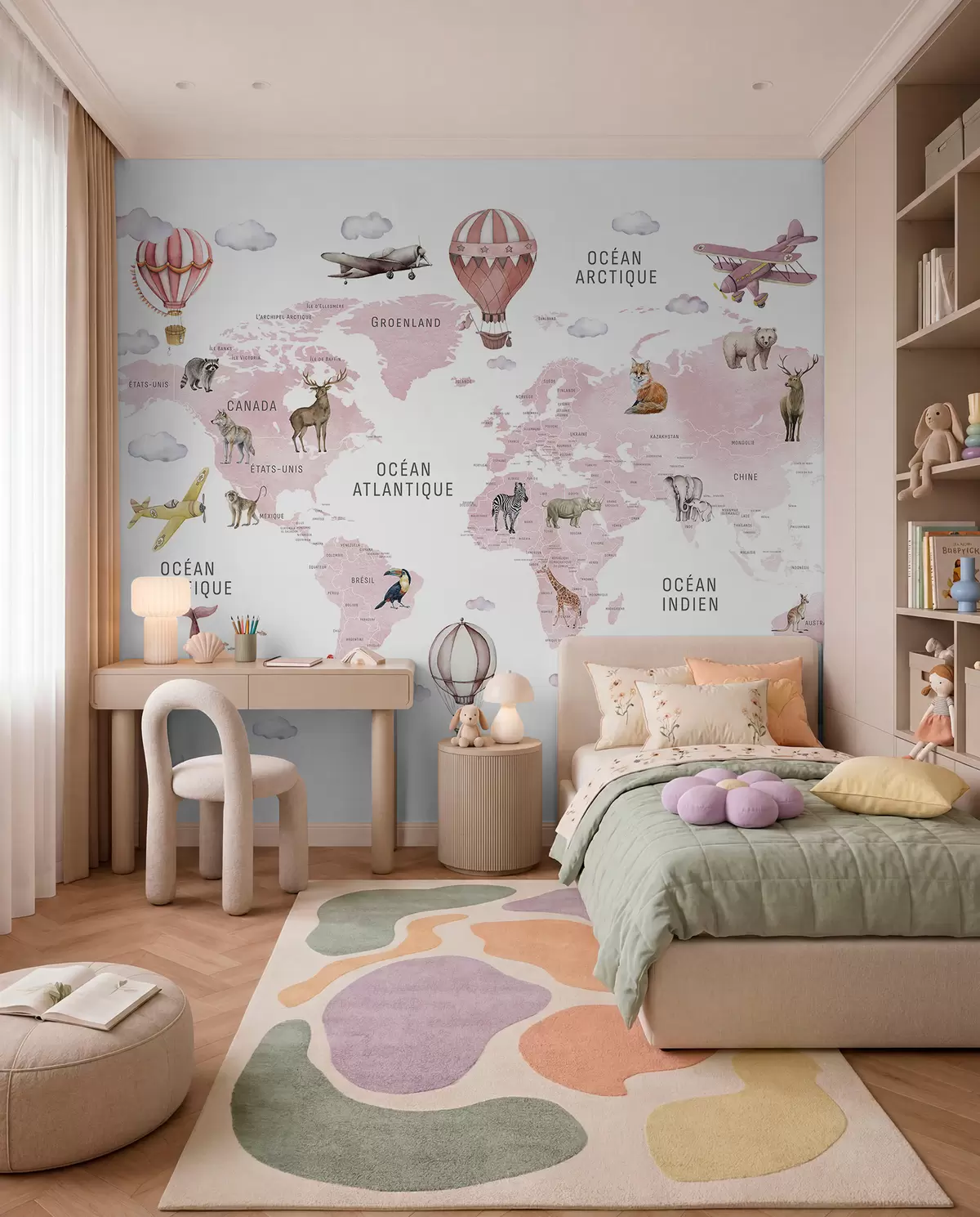 Papier peint Atlas rose en français c00001frv3