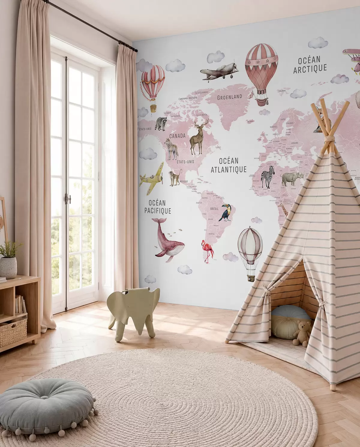 Papier peint Atlas rose en français c00001frv3