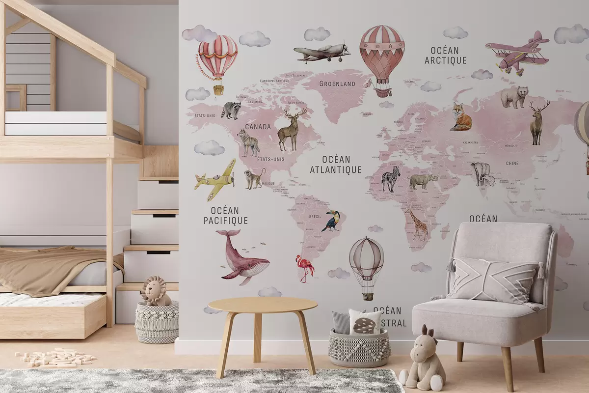 Papier peint Atlas rose en français c00001frv3