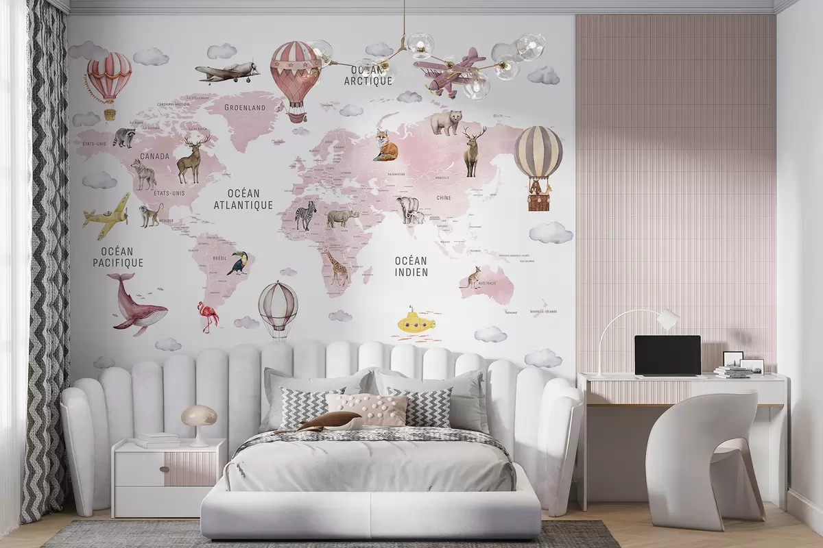 Papier peint Atlas rose en français c00001frv3