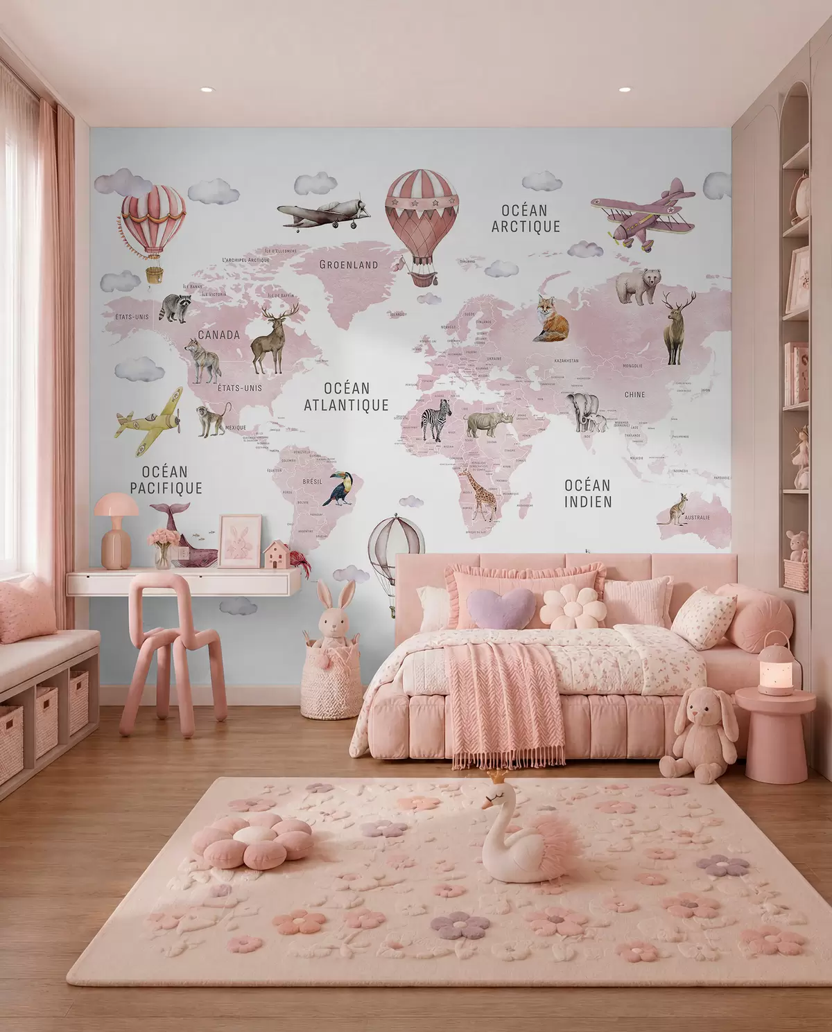 Papier peint Atlas rose en français c00001frv3