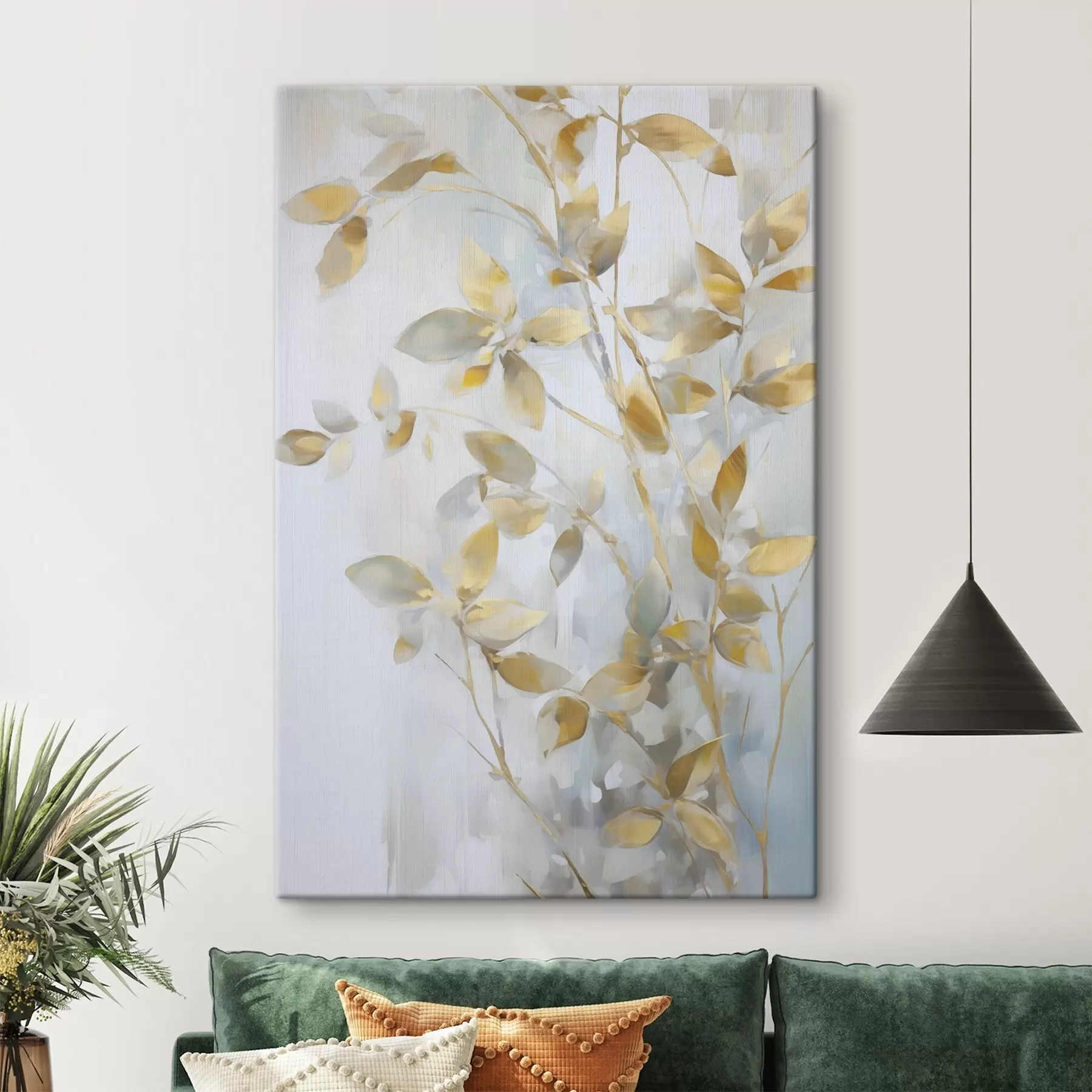 Tableau Feuilles abstraites imitation de peinture s46348