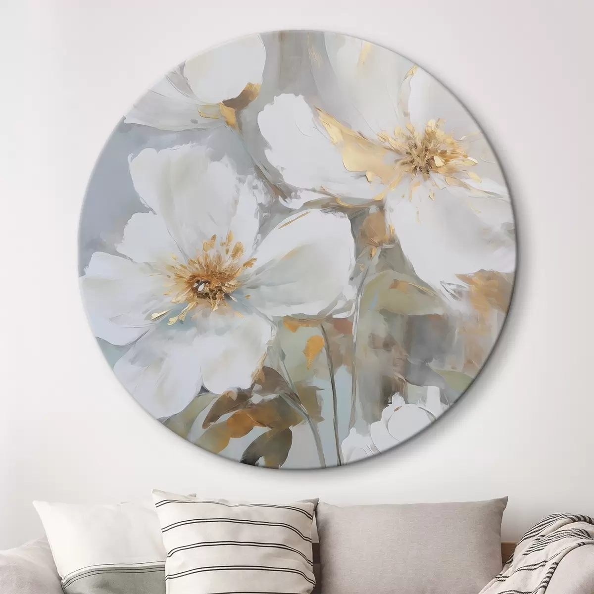 Tableaux rondes Fleurs abstraites imitation de peinture r46346