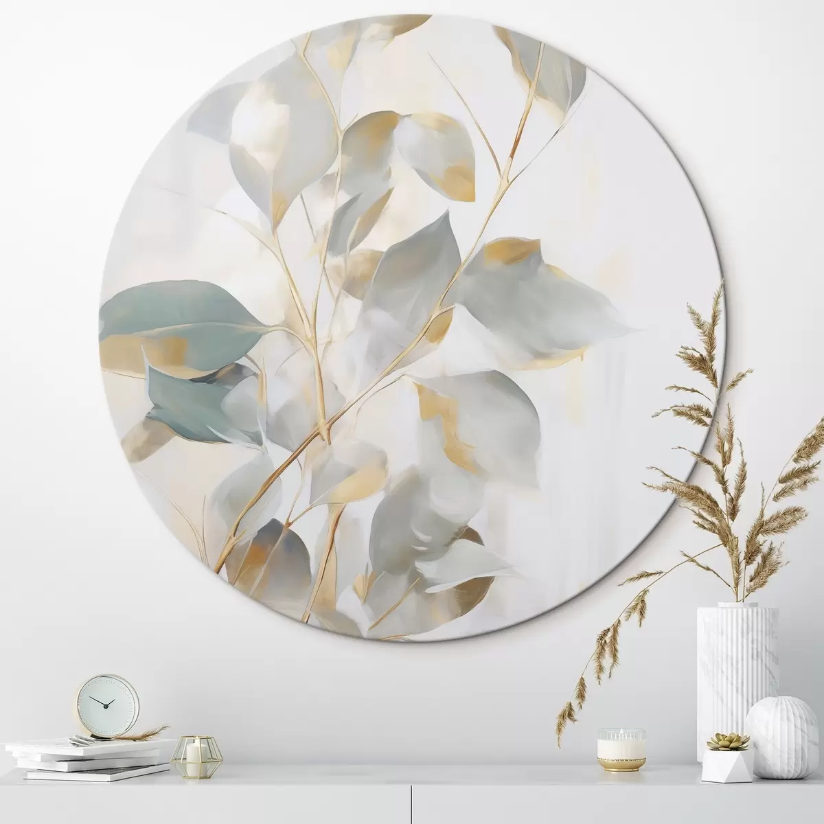 Tableaux rondes Feuilles abstraites r46349