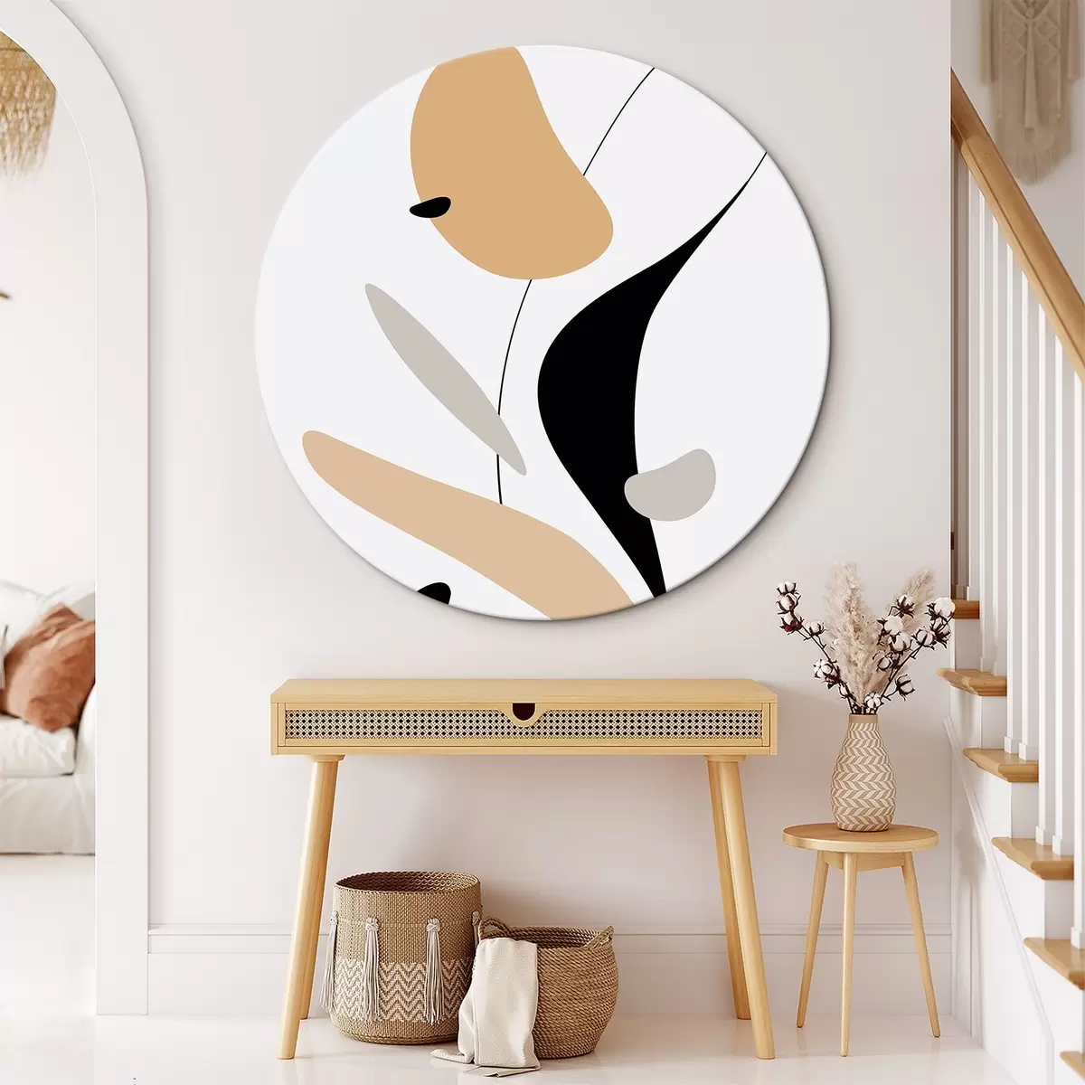 Tableaux rondes Composition abstraite avec des taches et des lignes r46350