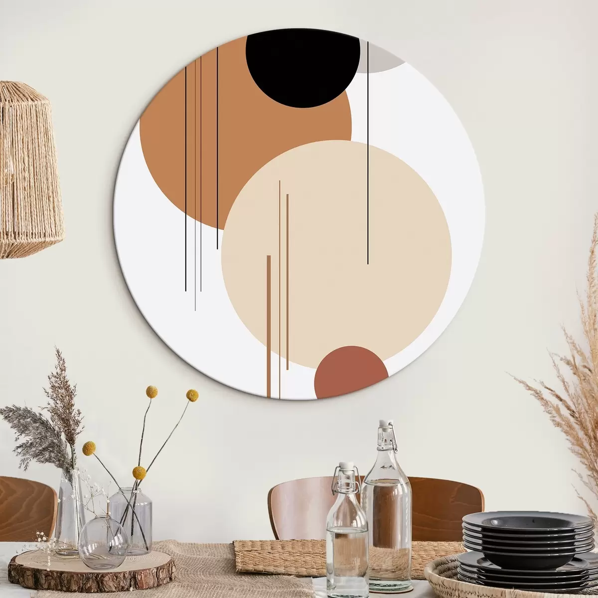Tableaux rondes Composition géométrique abstraite r46351
