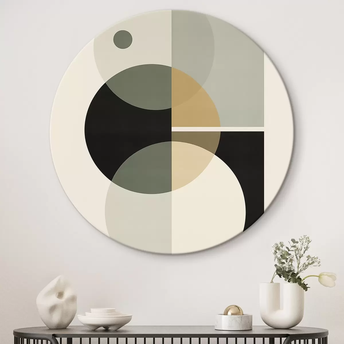 Tableaux rondes Abstraction géométrique r46353