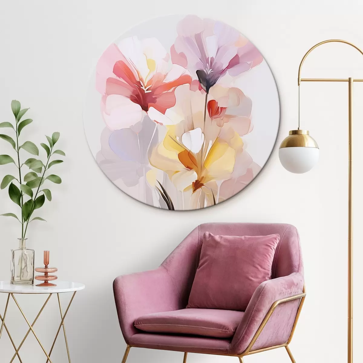 Tableaux rondes Bouquet de fleurs abstrait r46354