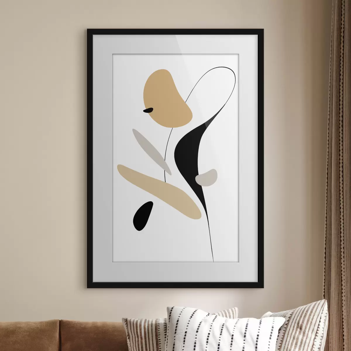 Poster Composition abstraite avec des taches et des lignes f46350