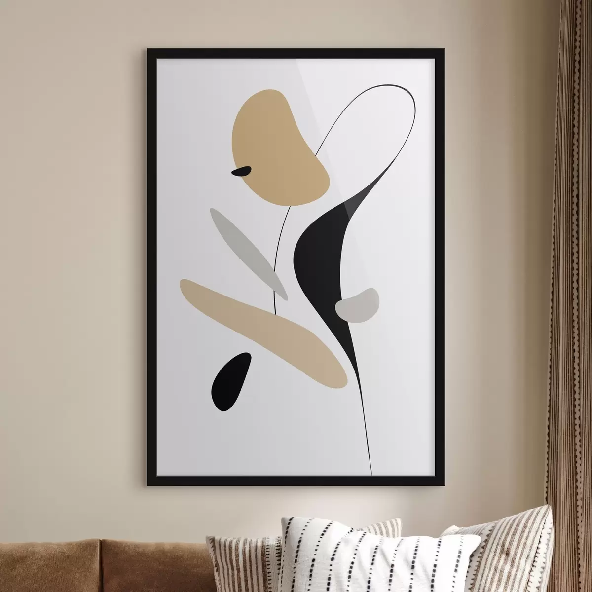 Poster Composition abstraite avec des taches et des lignes f46350