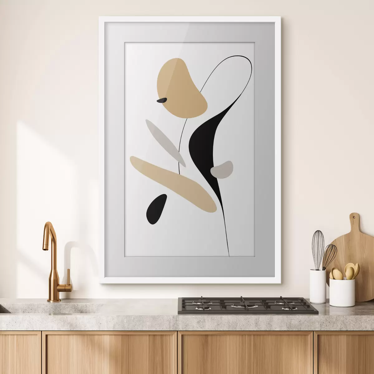 Poster Composition abstraite avec des taches et des lignes f46350