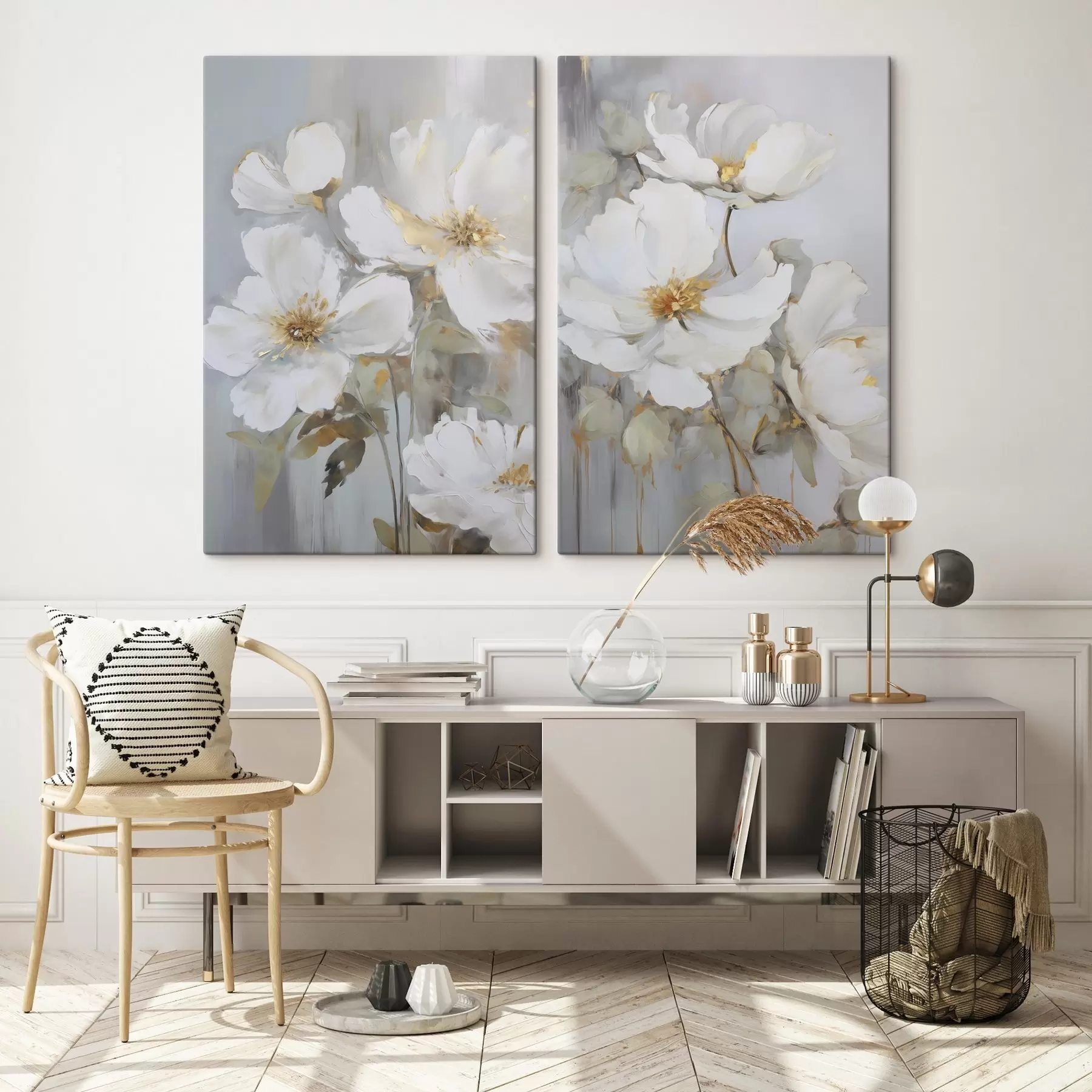 Tableau Fleurs abstraites imitation de peinture m00906