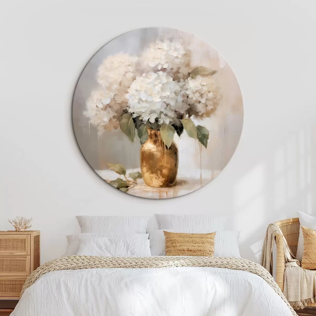 Tableaux rondes Bouquet délicat d'hortensias dans un vase r46263
