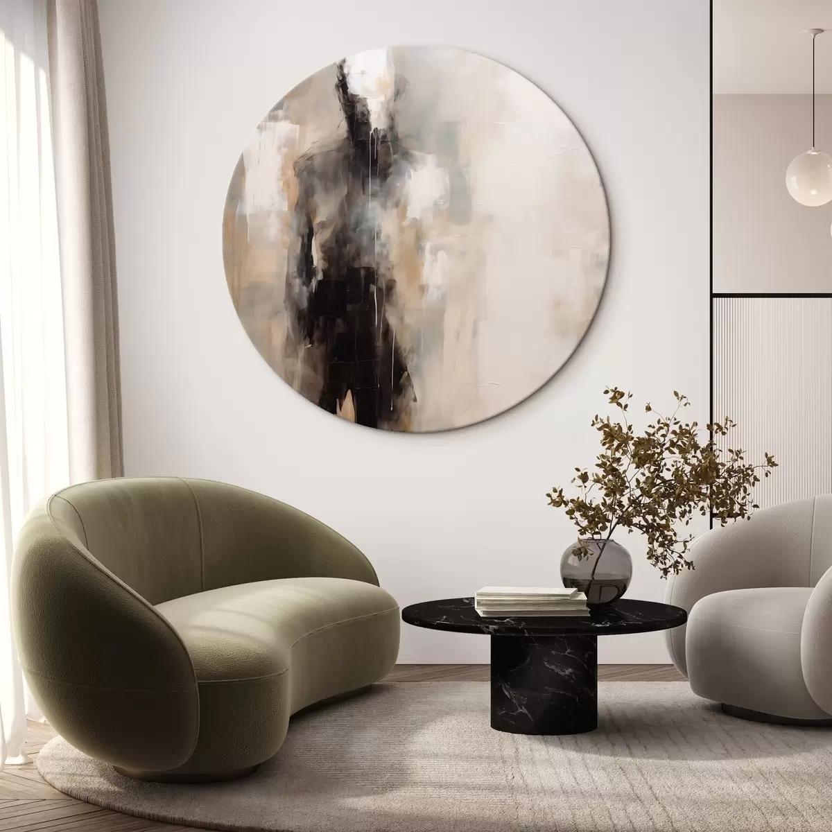 Tableaux rondes Une silhouette humaine abstraite dans l'ombre r46360