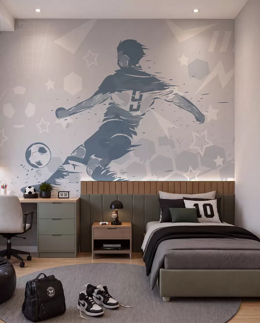 Papier peint Football à l’encre bleue w04763v1