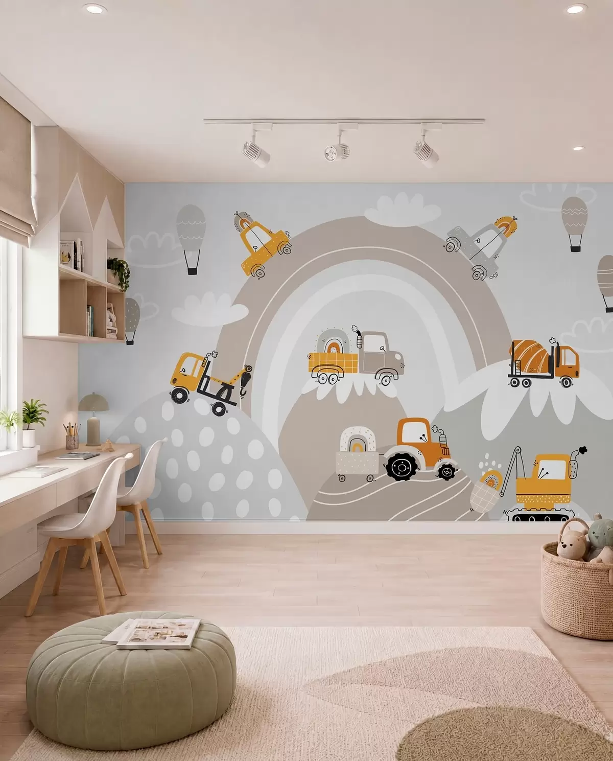 Papier peint Voitures pour enfants, tracteurs w04765