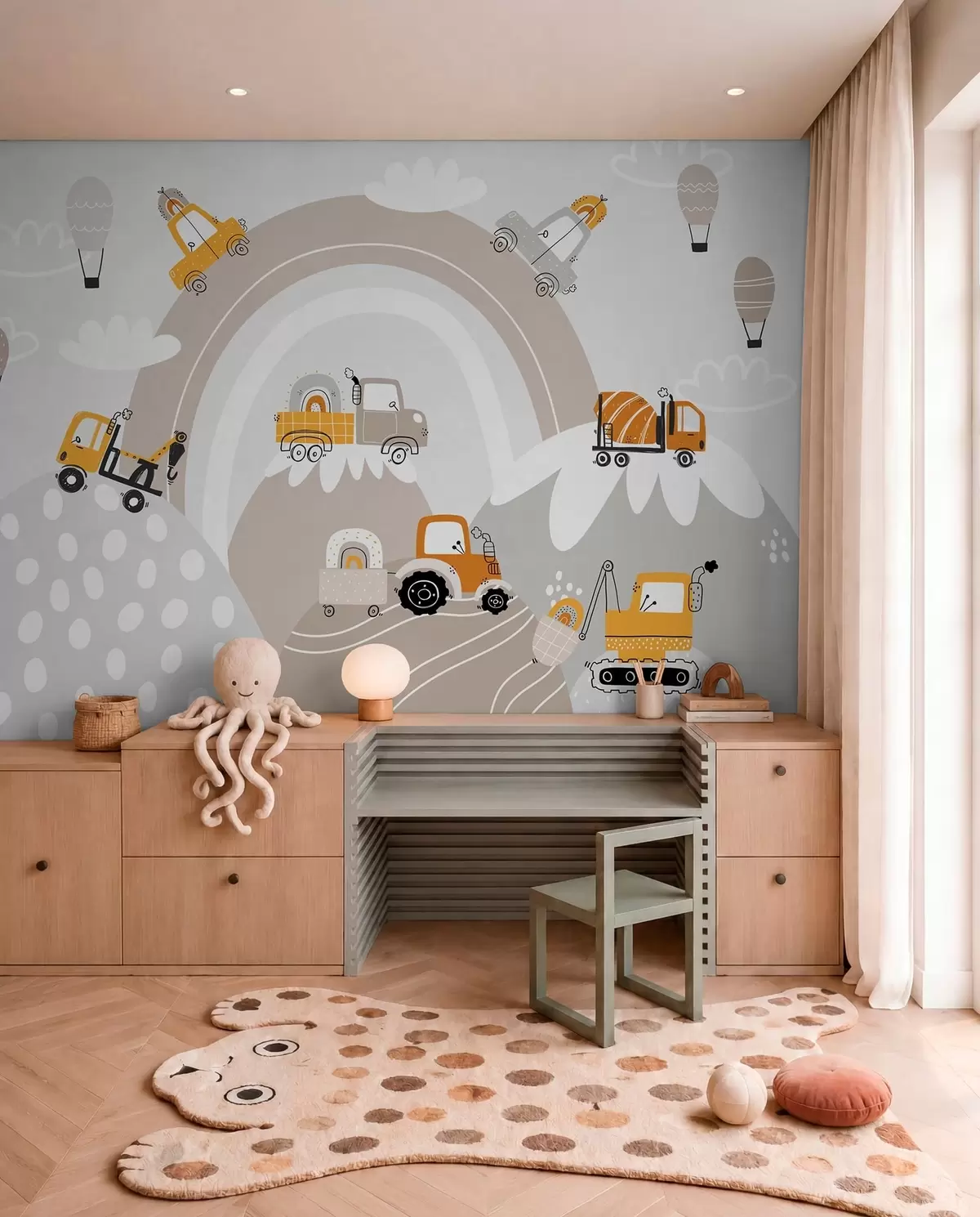 Papier peint Voitures pour enfants, tracteurs w04765