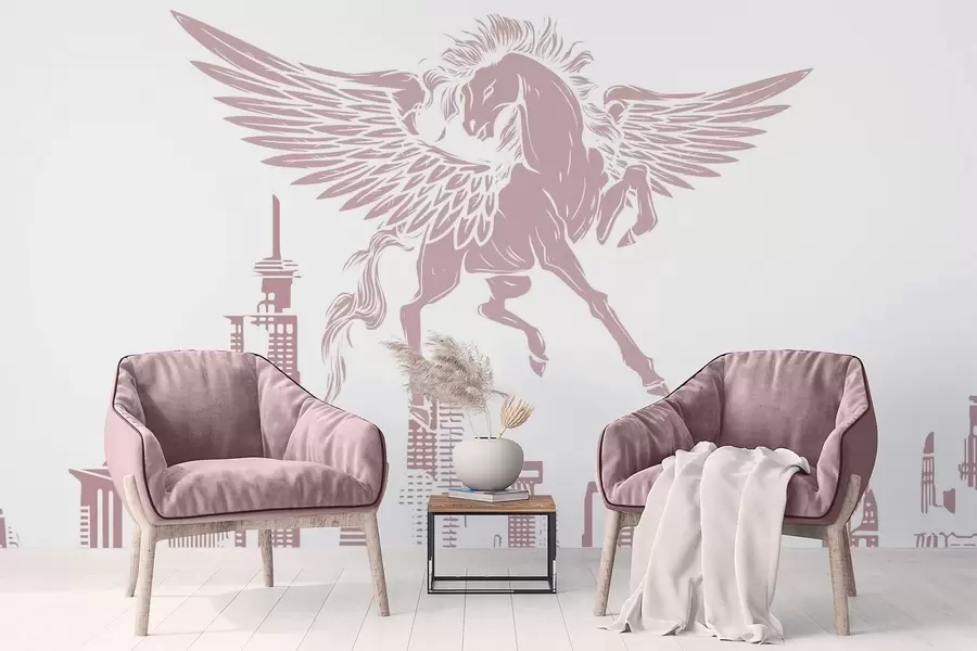 Papier peint Pégase au-dessus de la ville w04777