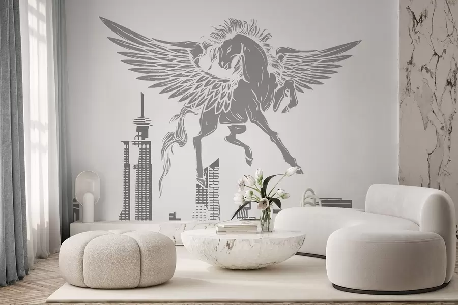 Papier peint Pégase au-dessus de la ville w04777v2