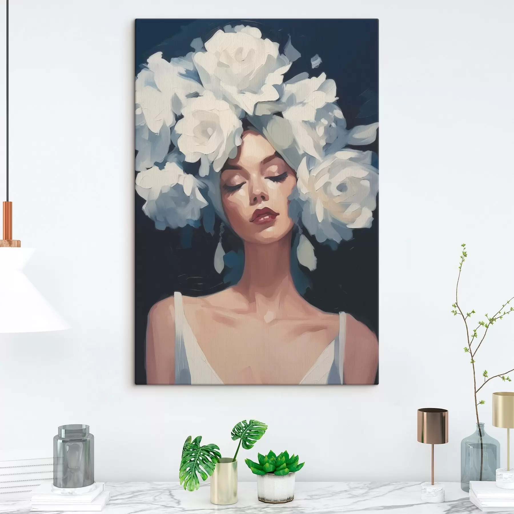 Tableau Fille dans les fleurs s46419
