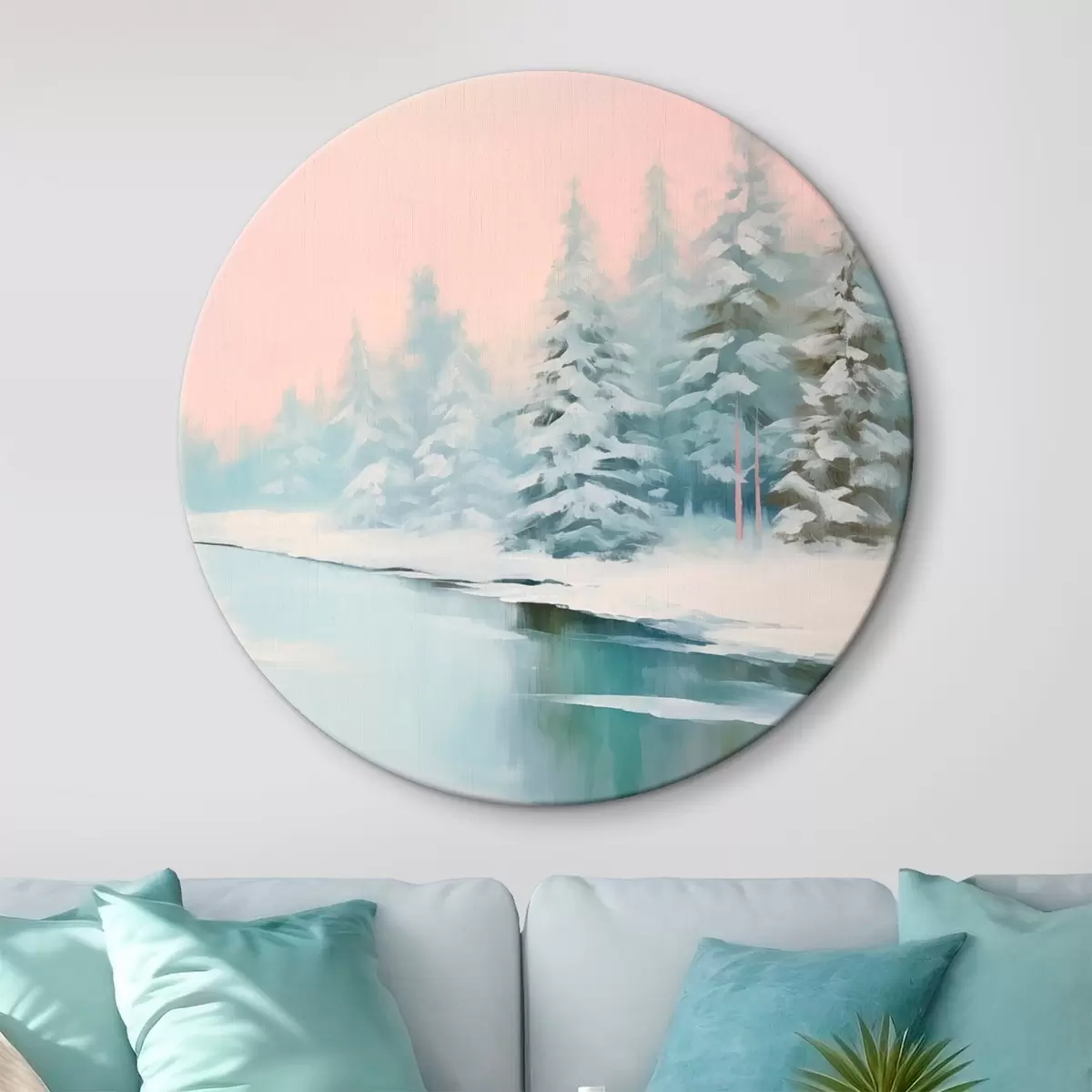 Tableaux rondes Paysage hivernal r46408
