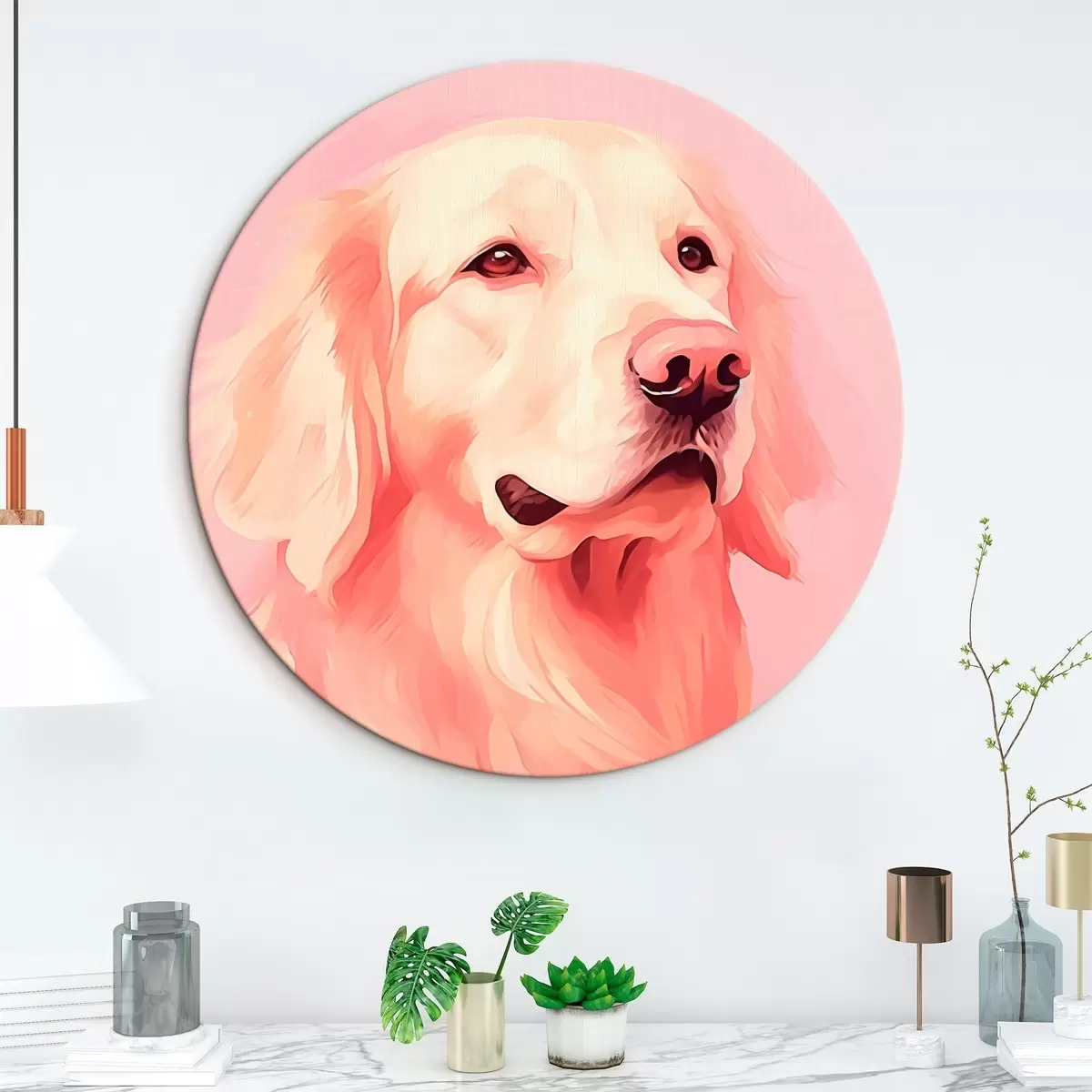 Tableaux rondes Chien r46410