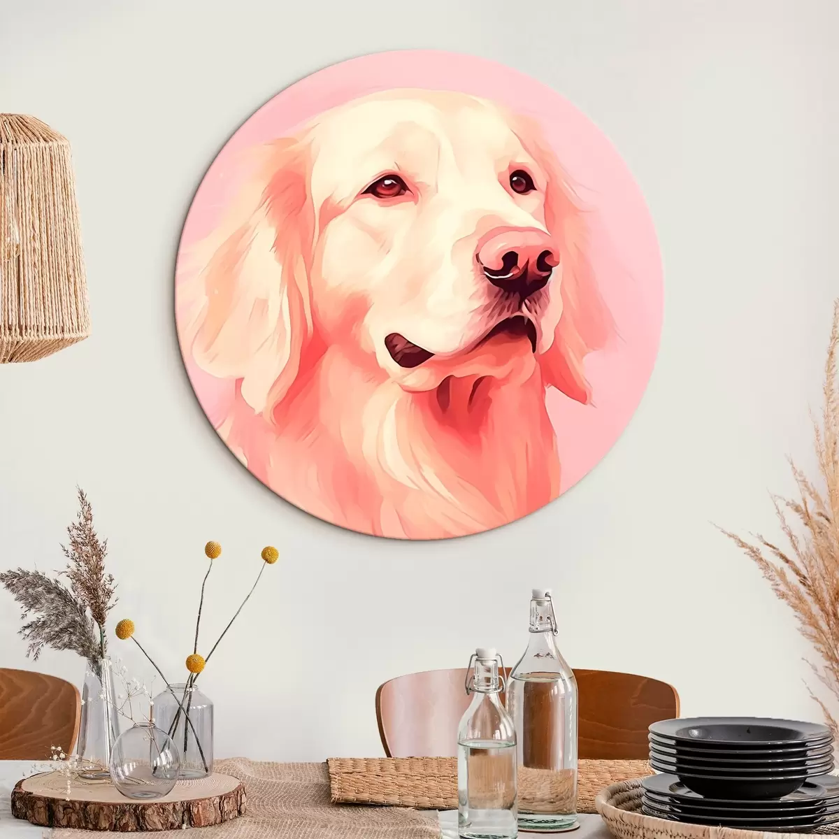 Tableaux rondes Chien r46410